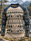 Men’s Vintage Retro Hunting Culture Print Long Sleeve T-Shirt