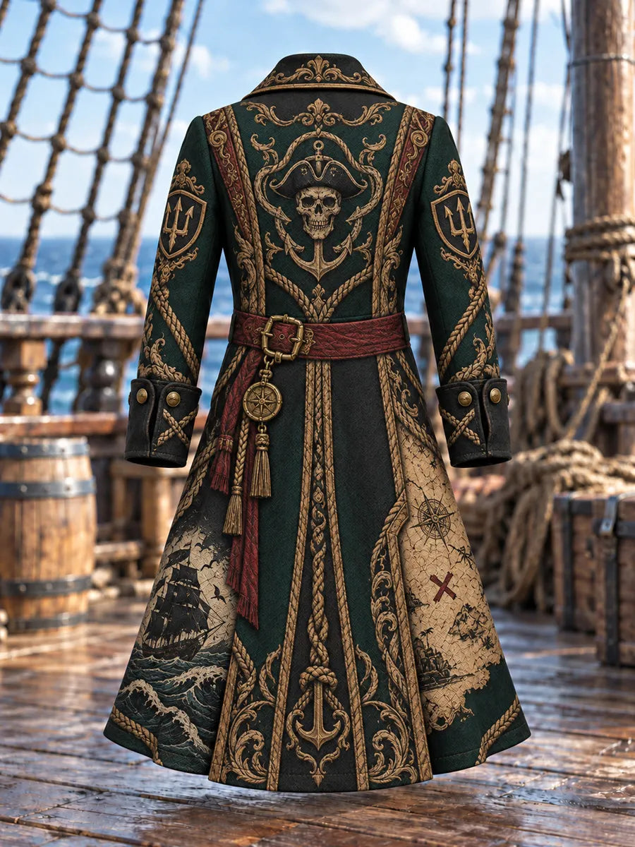 Men’s Fun Pirate-Themed Art Graphic Coat