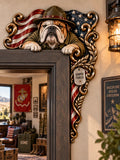 Veteran Bulldog Wooden Door Corner Decor