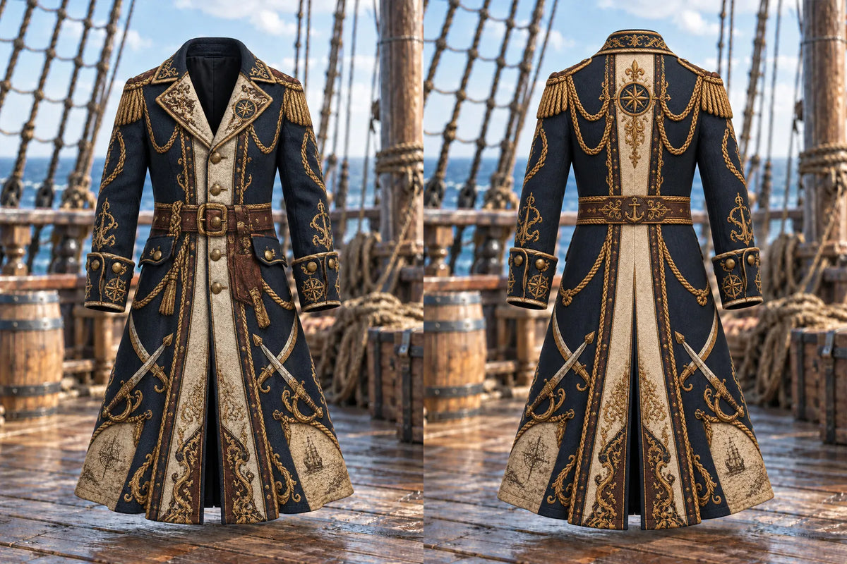 Men’s Fun Pirate-Themed Art Graphic Coat
