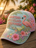 Retirement Tropical Flamingo, Cocktail & Floral Baseball Cap