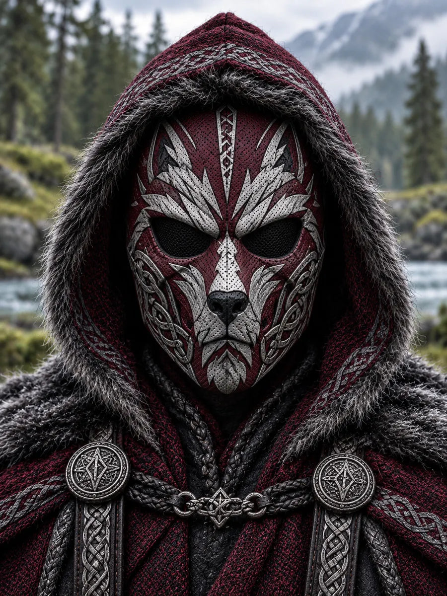 Retro Viking Print Face Mask