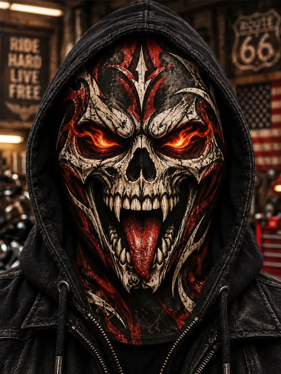 Flaming Demon Skull Face Mask – Winter Balaclava