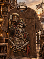Men’s Pirate Rum Nautical Graphic Pocket T-Shirt