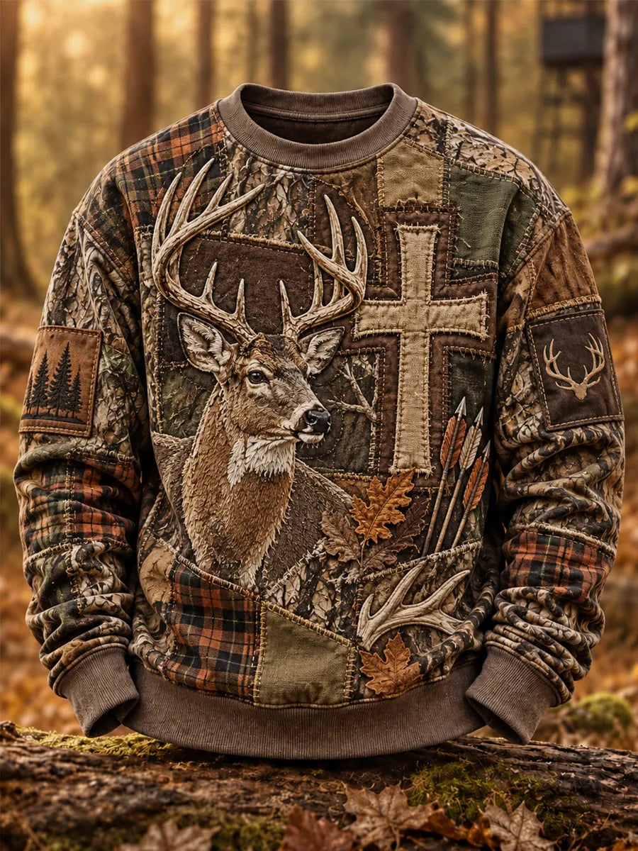 Retro Deer Hunting Art Print Sweatshirt