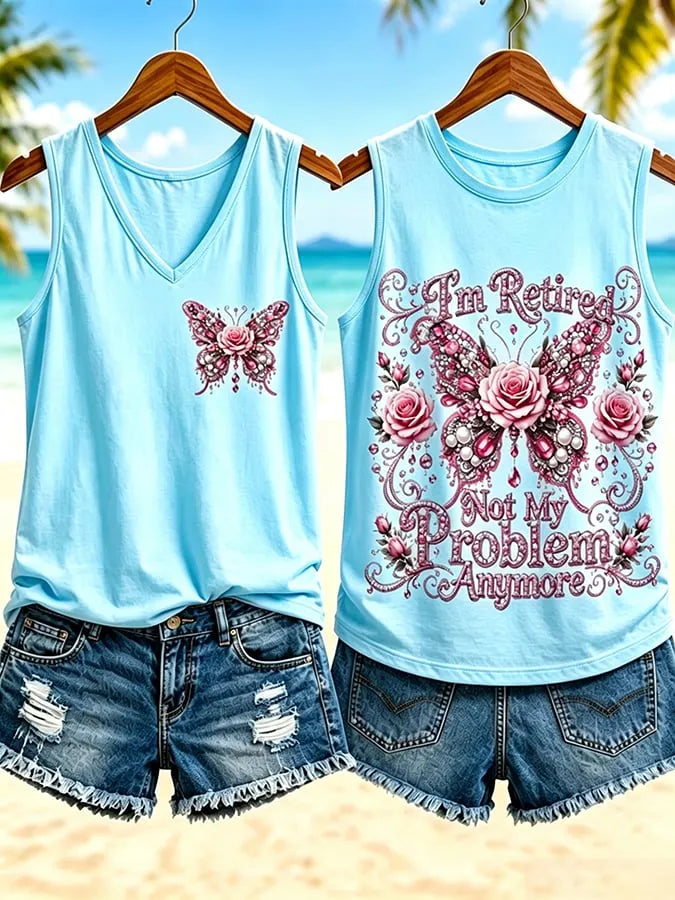 Women's  I'm Retired Not My Problem Anymore  Vacation-Style Casual Vests