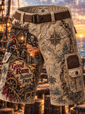 🦜 ⚓ Good Rum Better Days 🏴‍☠️ Pirate Ship Compass Map Cargo Shorts