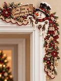 🎀 Elegant Ruffle Trim Snowman Door Corner Topper 🎄