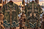 🪢 HOLD FAST Men's Vintage Sailor Tattoo Tightly Gripped Rope Military Green Casual Shirt