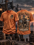 🗺️ 💰 Retired Pirate Full-Time Treasure Hunter Vintage Map Orange T-Shirt