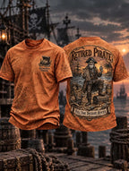 🗺️ 💰 Retired Pirate Full-Time Treasure Hunter Vintage Map Orange T-Shirt