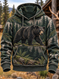 🐻 Grizzly Bear Forest Camo Wildlife Hoodie