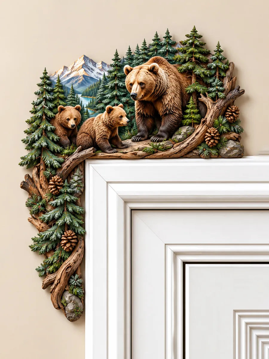 Bear Family Landscape Art Door Frame Decor