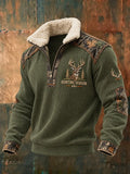 Retro Hunting Culture Faith Print Casual Zip-Up Sweatshirt