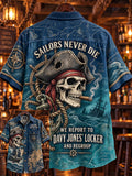 🏴‍☠️💀"Deep Sea Relic" Sailor Skull Denim Shirt🌊