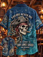 🏴‍☠️💀"Deep Sea Relic" Sailor Skull Denim Shirt🌊