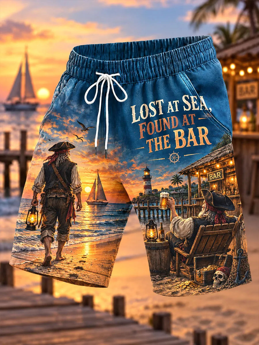 Lost at Sea Sunset Beach Pirate Shorts