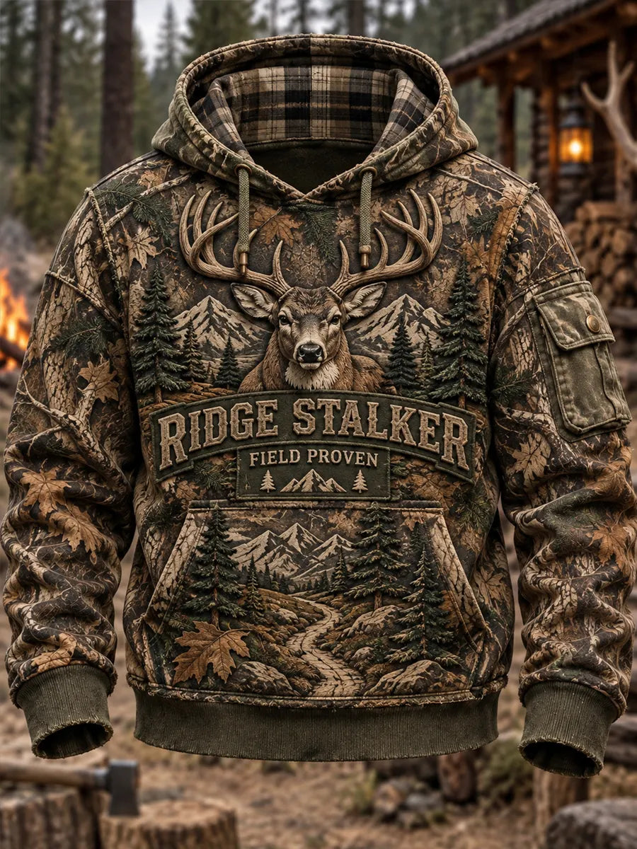 Retro Hunting Culture Print Casual Hoodie