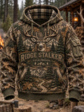 Retro Hunting Culture Print Casual Hoodie