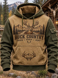 Retro Hunting Culture Print Casual Hoodie