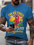Men's Iâ€ ̃m Retired Itâ€ ̃s 5 O'clock Everywhere Parrot Print Casual Tee