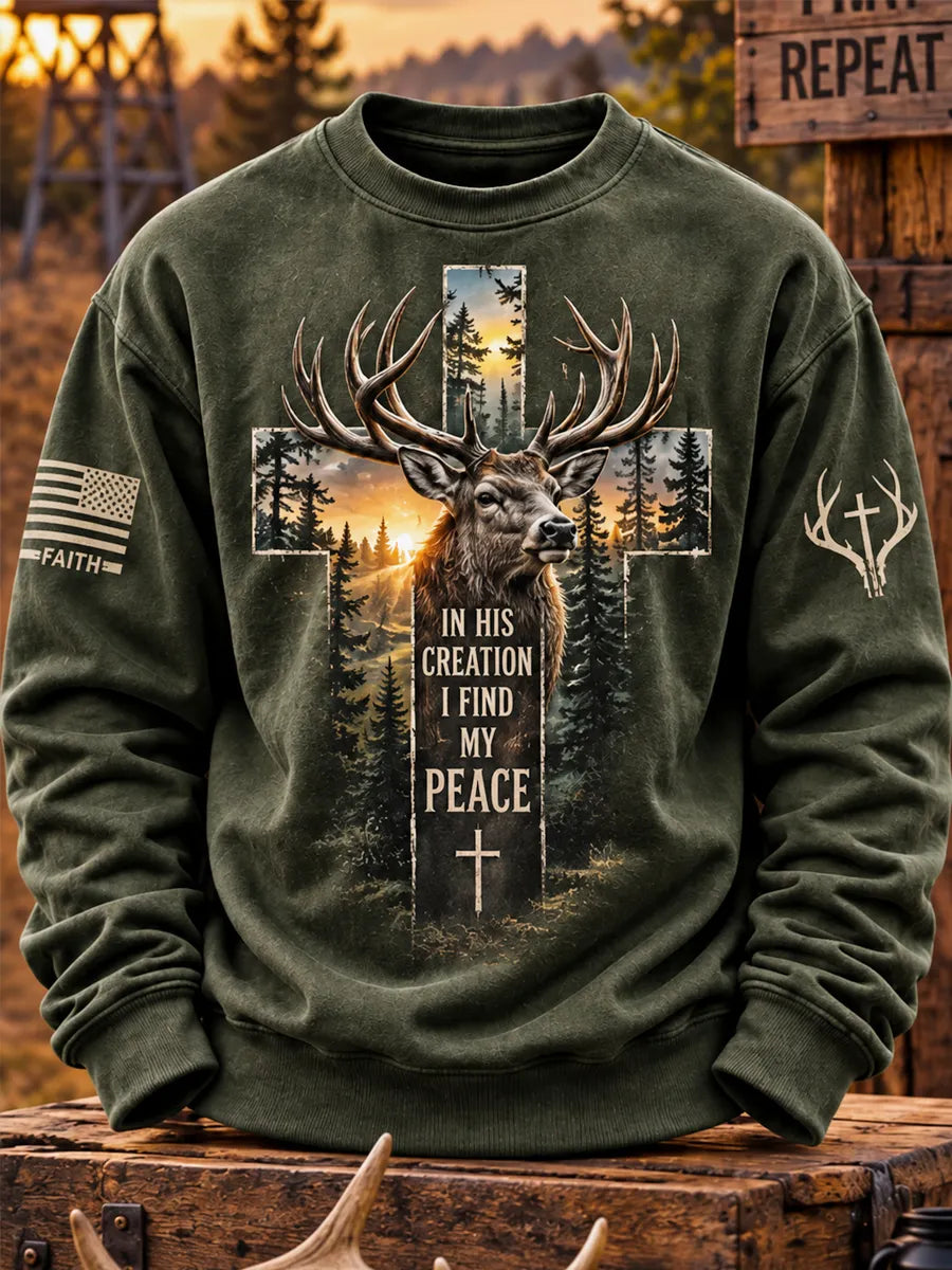 Retro Deer Hunting Art Print Sweatshirt