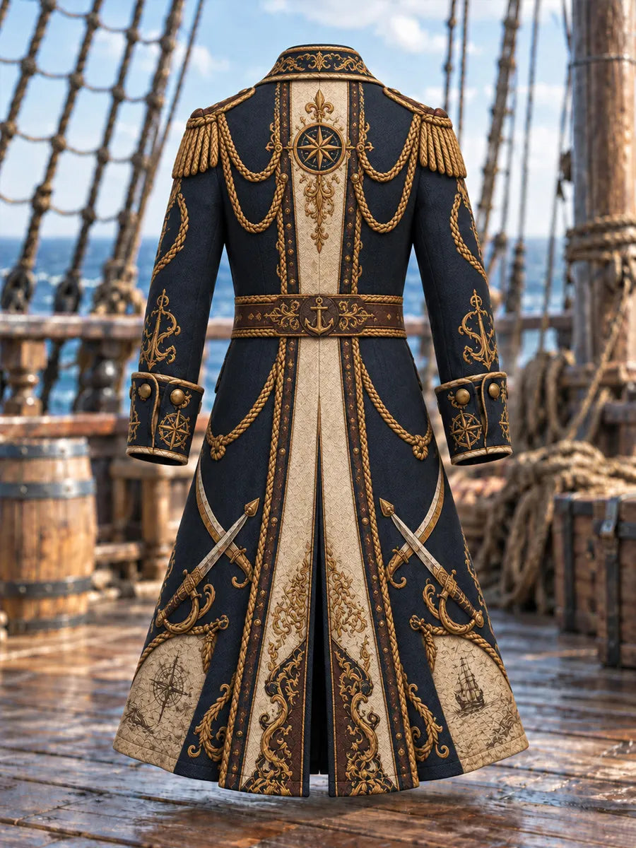 Men’s Fun Pirate-Themed Art Graphic Coat