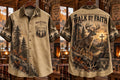 Retro Deer Hunting Culture Art Print Casual Shirt