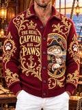 The Real Captain Has Paws Pirate Cat Men's Vintage Knit Cardigan