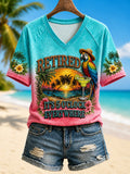 Women's I'm Retired It's 5 O'clock Everywhere Parrot V-neck Short Sleeve T-shirt