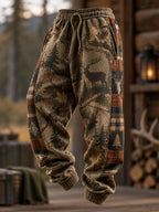 Men's Retro Hunting Culture Art Print Loose Drawstring Pants
