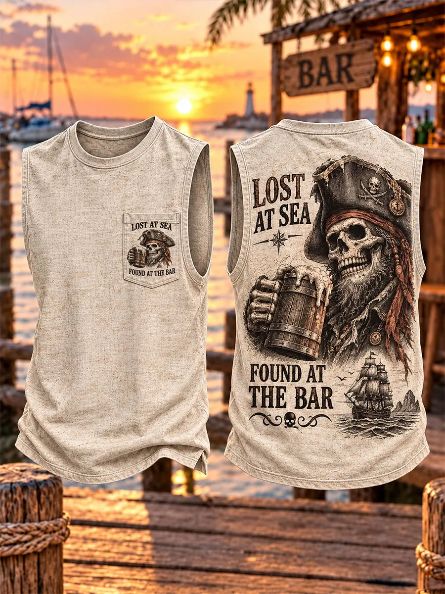Men’s Pirate Skull Bar Graphic Sleeveless Tank Top