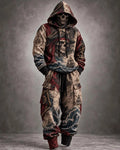 🏴‍☠️ Vintage Skull Pirate & Nautical Map Printed Hoodie Tracksuit Set