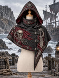 ⚔️ Black Flag Reaper Hooded Cape – Skull Banner & Pirate Cutlass Dark Gothic Cloak
