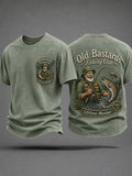 Men's Funny Old Bastards Fishing Club Lifetime Member Print Casual Tee