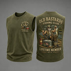 Men's Funny Old Bastards Fishing Lifetime Club Member Print Casual Tank Top