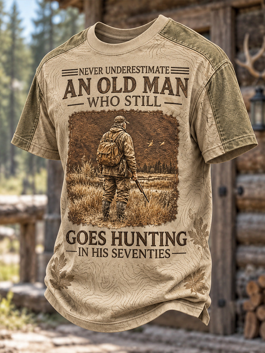 🌾 "Never Underestimate An Old Man Hunting In His Seventies" T-Shirt