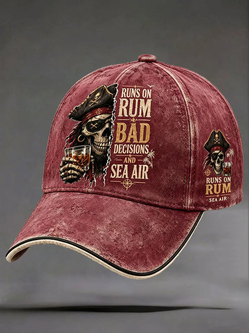"Runs on Rum, Bad Decisions, and Sea Air" Unisex Vintage Hats