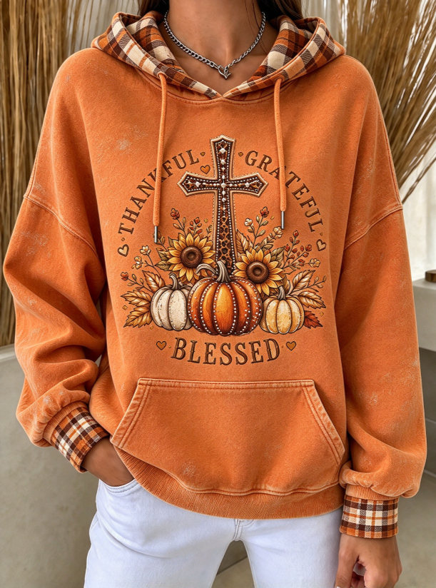 Women'S Autumn Faith Art Printed Hoodie