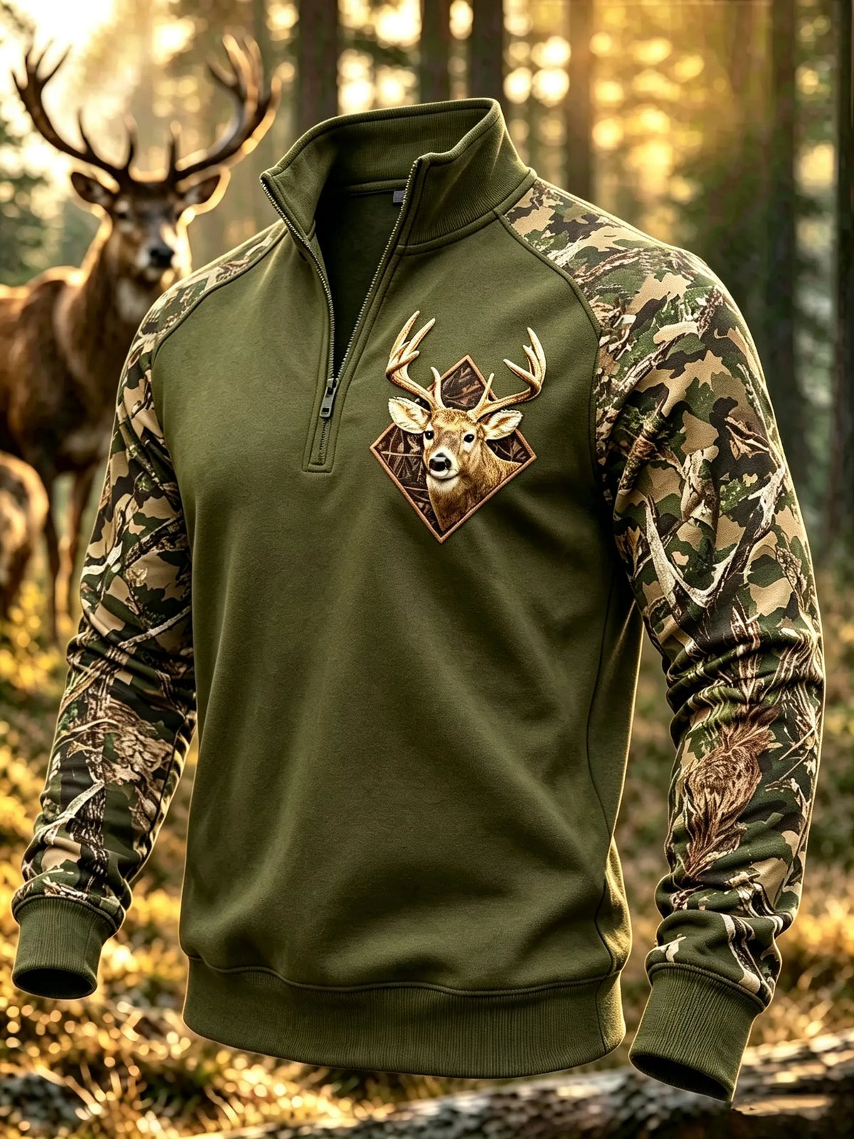 Men's Vintage Traditional Reindeer Pattern Western Sweatshirt