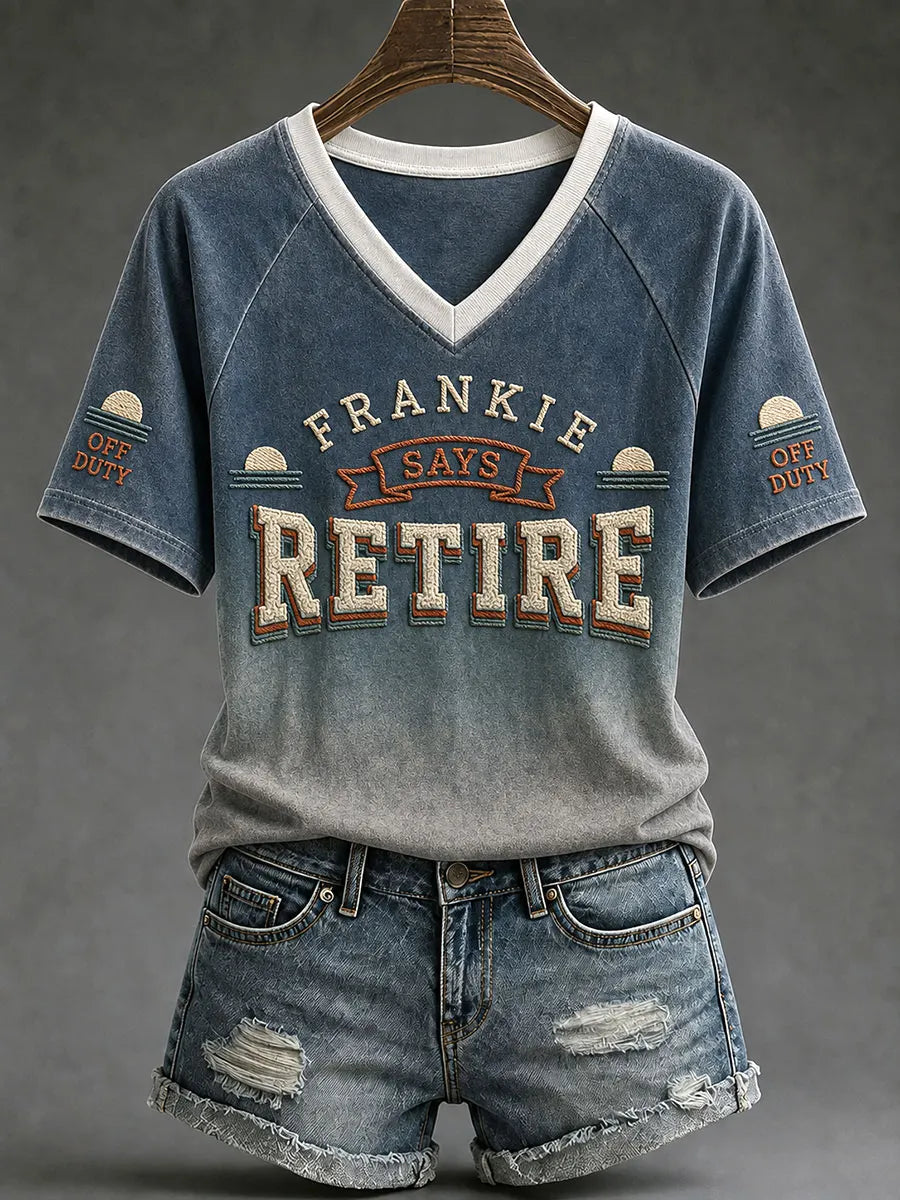 Women's "Frankie says retire" V-neck T-shirts