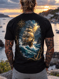 🌊"Golden Horizon" Sunset Sailing Back-Print Tee🌅