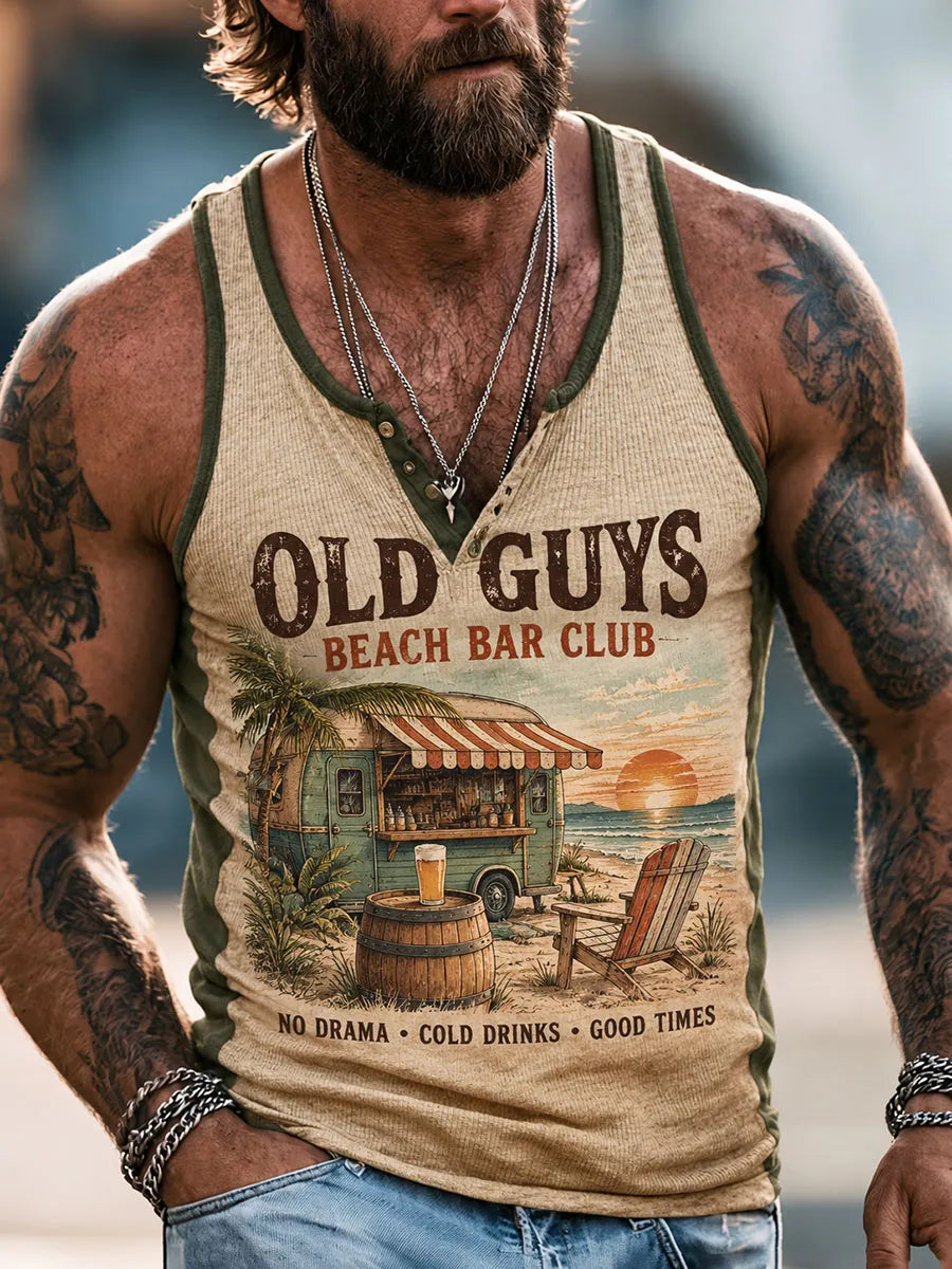 Vintage “Old Guys Beach Bar Club” Men’s Sleeveless Tank Top