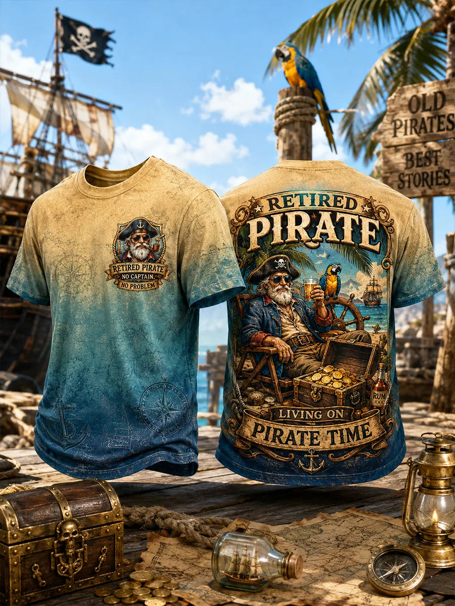 Retired Pirates & Island Life Collection Art Print Casual T-Shirt