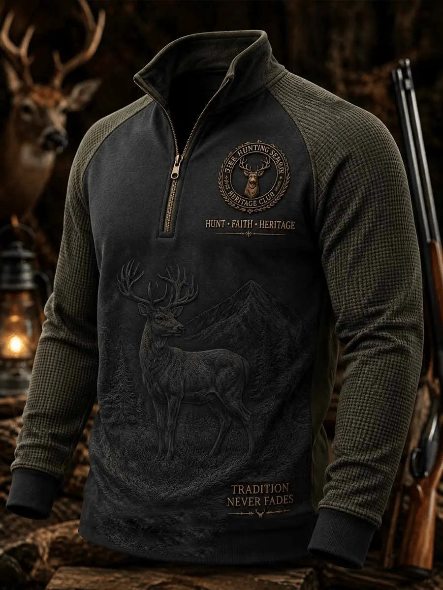 Men's Vintage Traditional Reindeer Pattern Western Sweatshirt