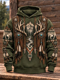 Retro Hunting Culture Print Casual Hoodie