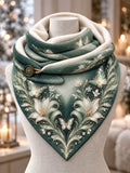 Women's Butterfly Floral Art Casual Triangle Scarf