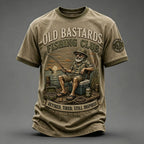 Men's Funny Old Bastards Fishing Club Lifetime Member Print Short Sleeve T-shirt