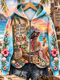 Women's Retired Pirate Queen Art Print Casual Zip Hoodie