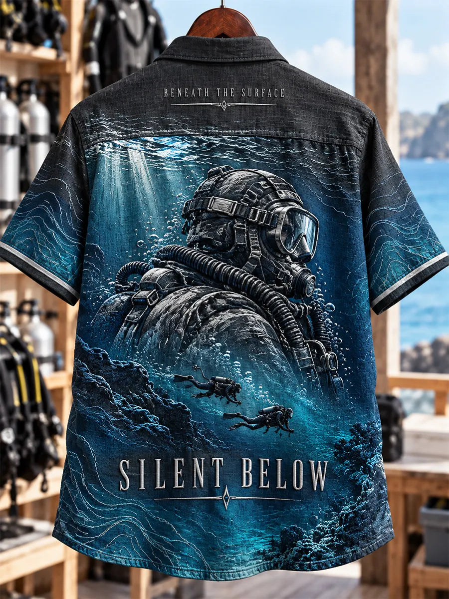 🤿 Silent Below – Beneath the Surface Deep Sea Diver Short Sleeve Shirt
